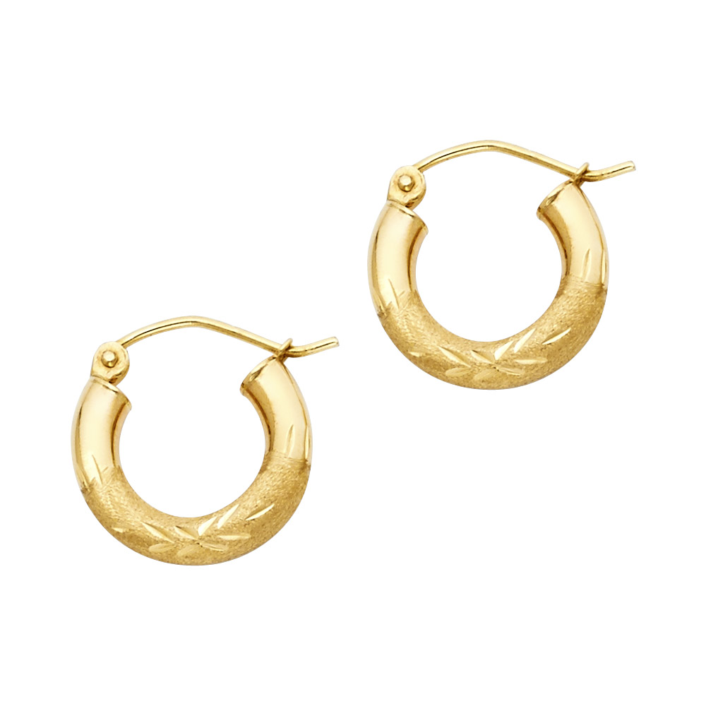 Jewels By Lux Leslie's 14k White Gold Polished and Diamond-cut Hoop Earrings 